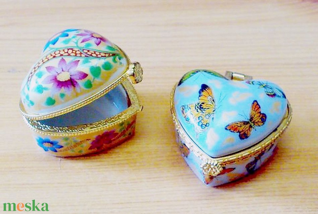 Szívecske ékszeres szelence pár porcelánból, különleges ajándék - ékszer - ékszertartó - ékszerdoboz - Meska.hu