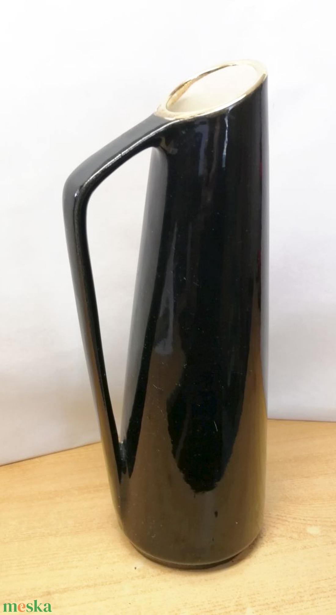Art Deco füles váza dúsan aranyozva virágokkal Foreing Scheurich 1950-es évek - otthon & életmód - dekoráció - virágdísz és tartó - váza - Meska.hu