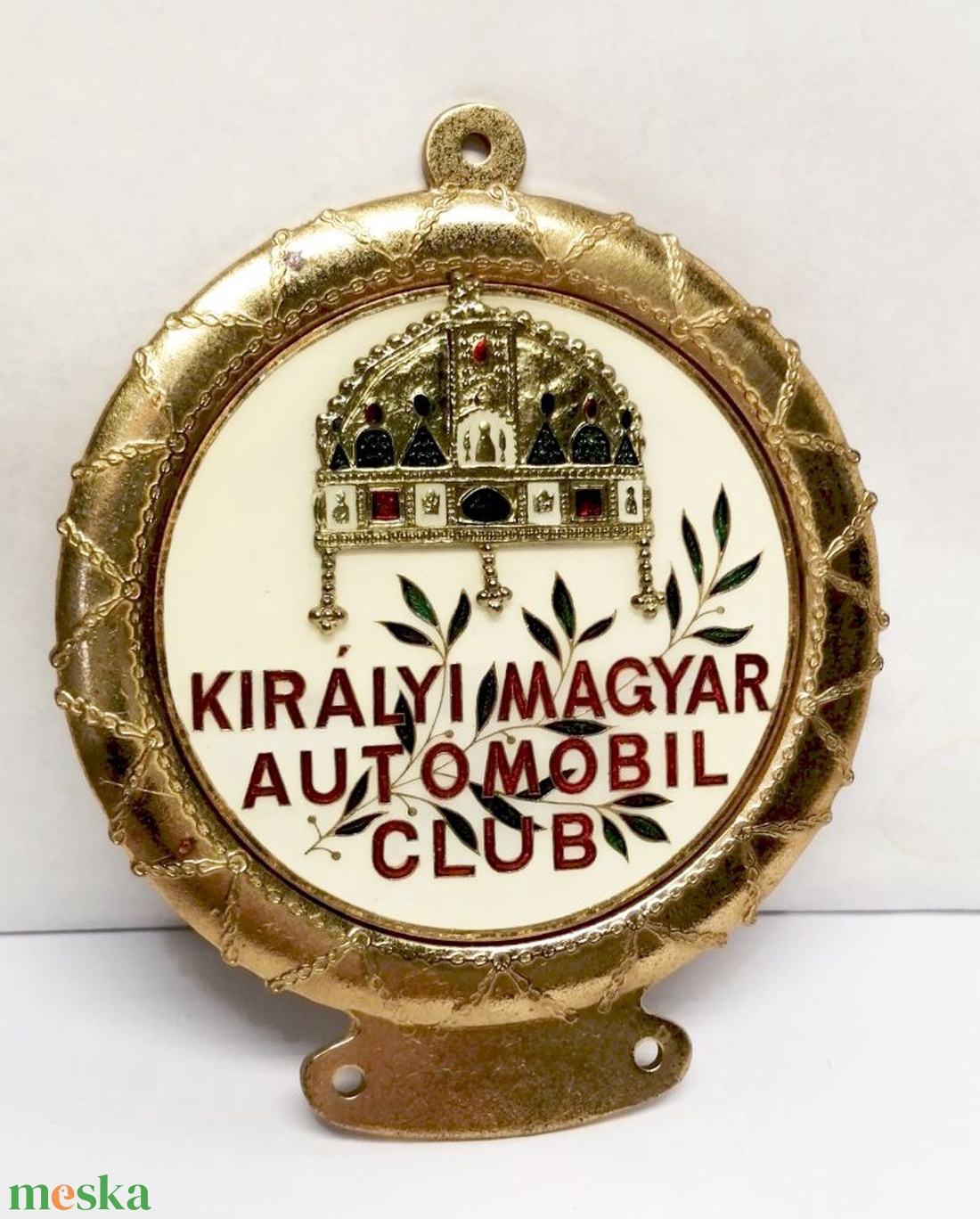 Királyi Magyar Autómobil CLUB. Koronás felvarrható bronz zománcfestésű jelvény - művészet - militária - kitüntetés, jelvény - Meska.hu