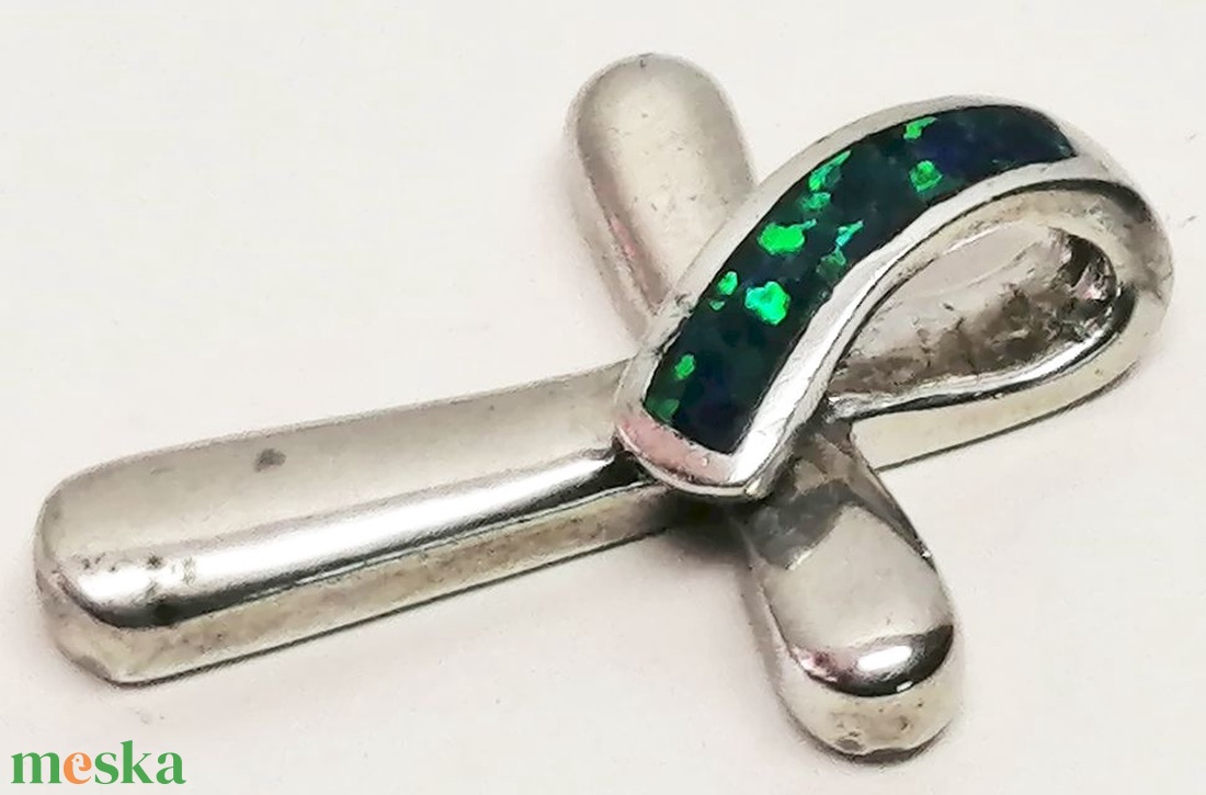 Retro ezüst keresztmedál, rekeszberakásos tömör 925-ös sterling ezüst - ékszer - nyaklánc - medál - Meska.hu