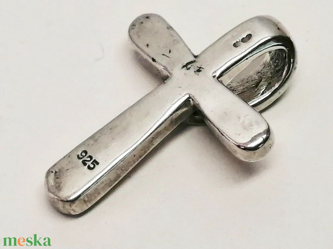 Retro ezüst keresztmedál, rekeszberakásos tömör 925-ös sterling ezüst - ékszer - nyaklánc - medál - Meska.hu