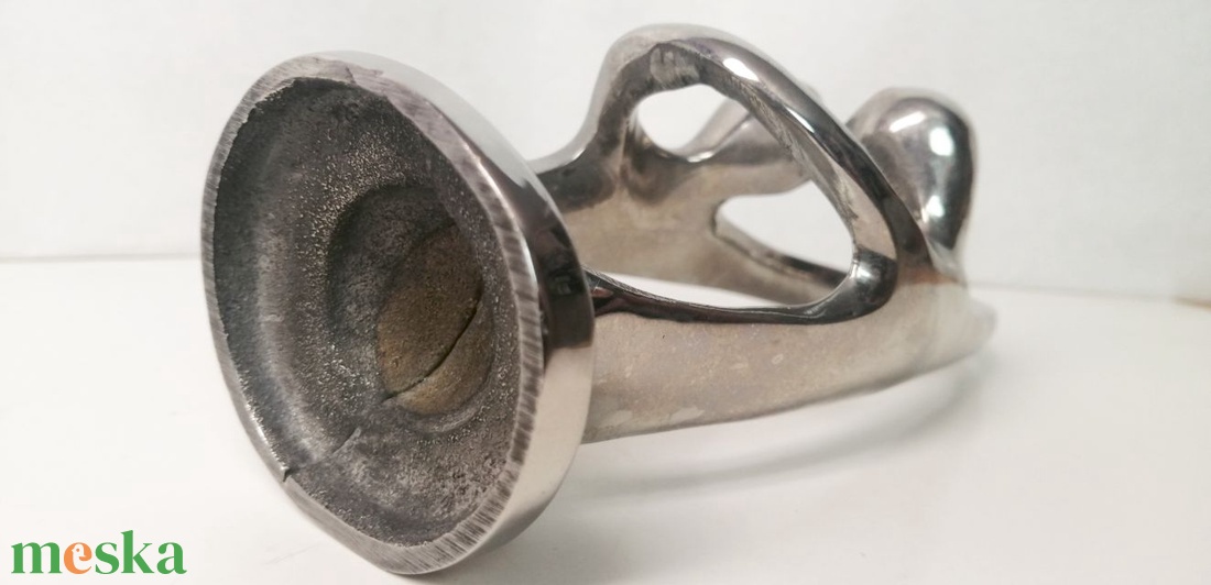 Szerelmesek tánca. Modern art deco stílusú nikkelezett szobor - művészet - szobor - fém - Meska.hu