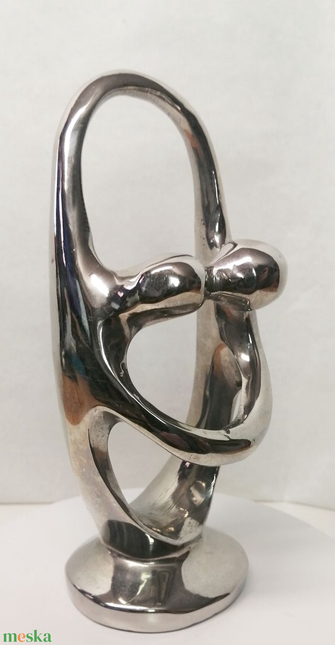 Szerelmesek tánca. Modern art deco stílusú nikkelezett szobor - művészet - szobor - fém - Meska.hu