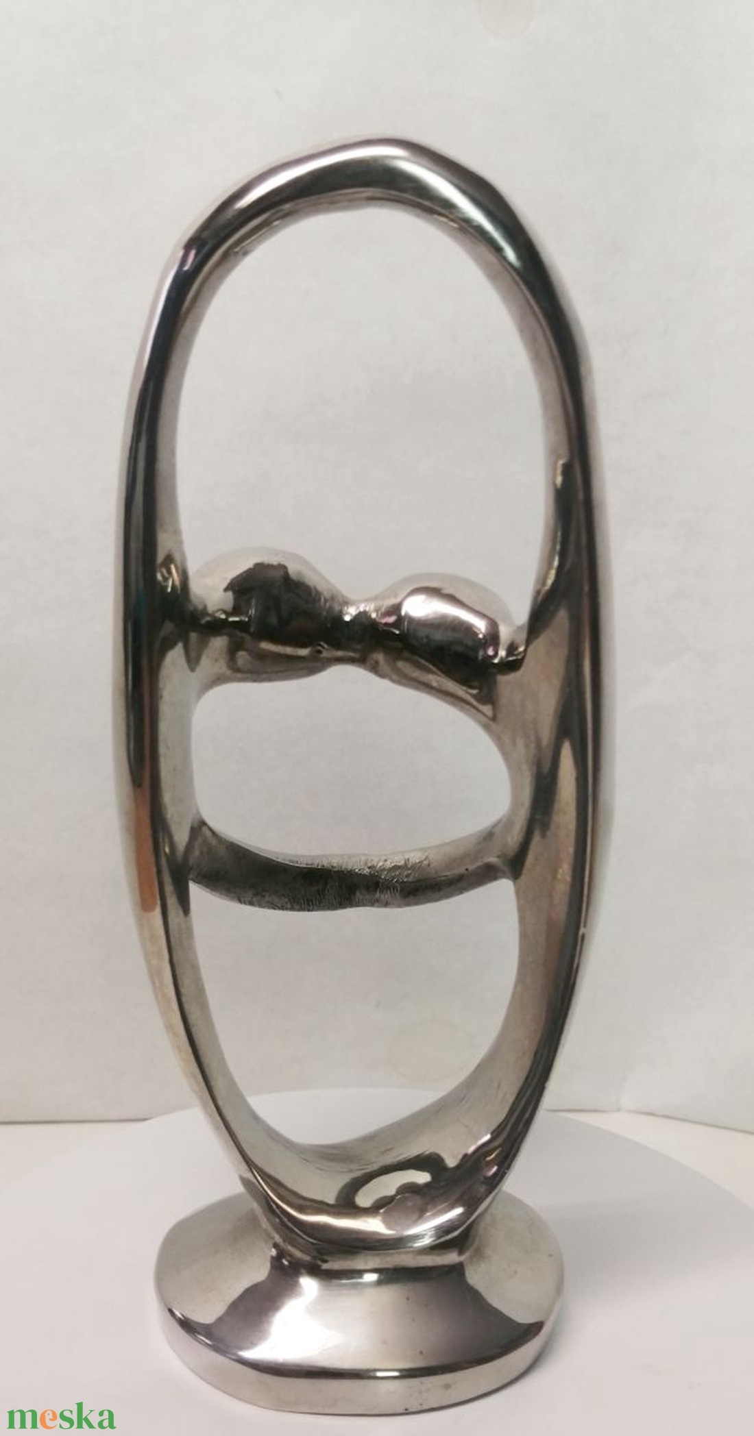 Szerelmesek tánca. Modern art deco stílusú nikkelezett szobor - művészet - szobor - fém - Meska.hu