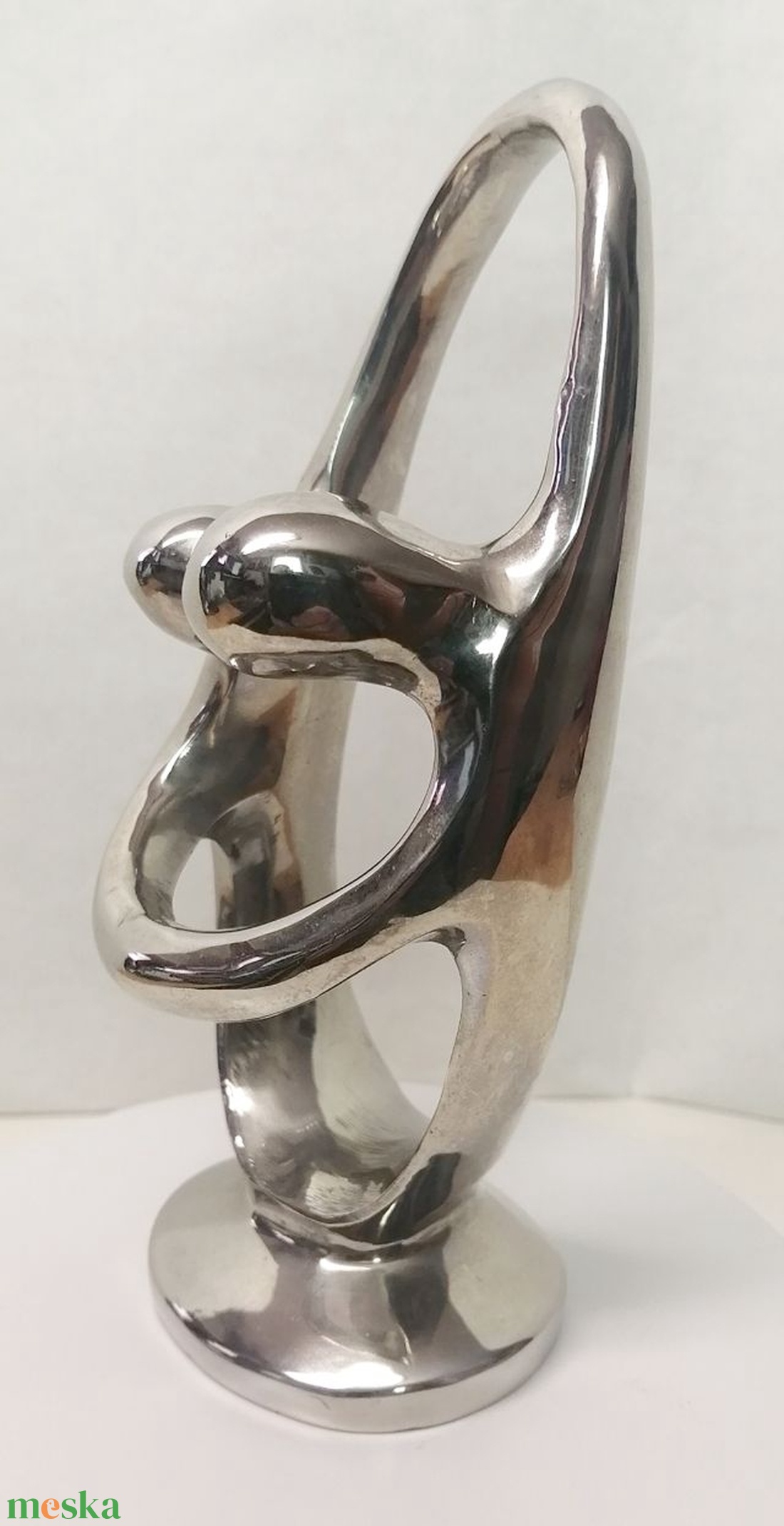 Szerelmesek tánca. Modern art deco stílusú nikkelezett szobor - művészet - szobor - fém - Meska.hu