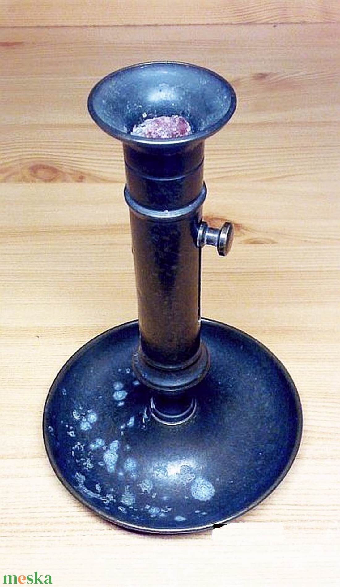 Biedermeier strófos gyertyatartó bronzból, patinás állapotban - esküvő - dekoráció - gyertya & gyertyatartó - Meska.hu