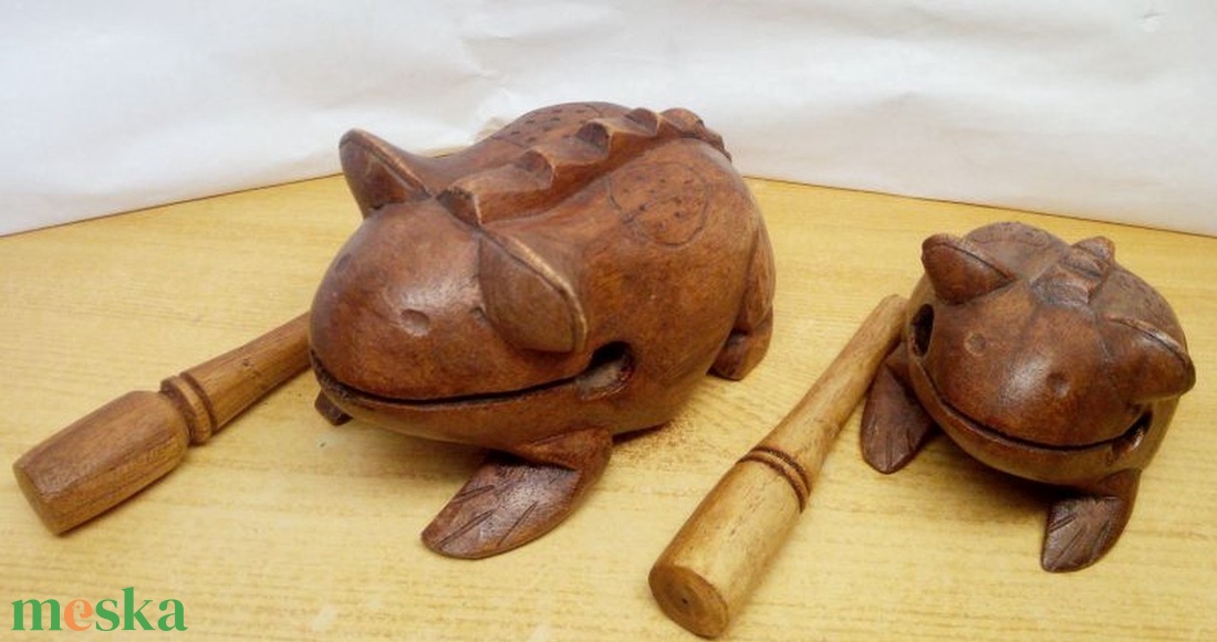 Békahangszer páros természetes fából kézműves iparművészeti munka Indonéziából - könyv & zene - hangszer & hangszertok - Meska.hu