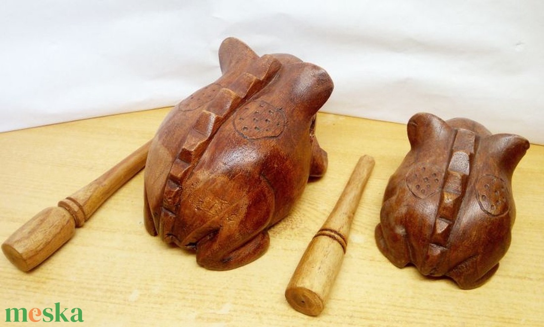 Békahangszer páros természetes fából kézműves iparművészeti munka Indonéziából - könyv & zene - hangszer & hangszertok - Meska.hu