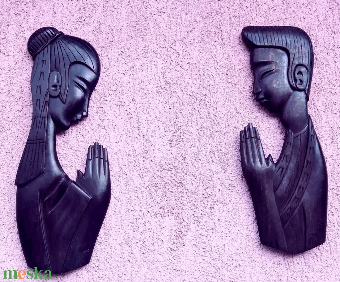 Ima, faragott Indonéz keményfa szobor párban. Egyedi egzotikus kézműves ritkaság - otthon & életmód - dekoráció - fali és függő dekoráció - falra akasztható dekor - Meska.hu