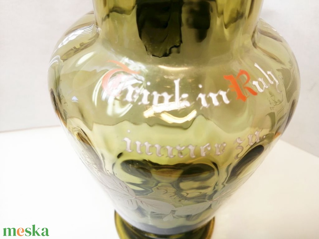 Ónfedeles üvegkorsó kézzel festett mezei virágokkal. Biedermeier Bohemia - otthon & életmód - konyhafelszerelés, tálalás - tálalás - üveg & kancsó - Meska.hu