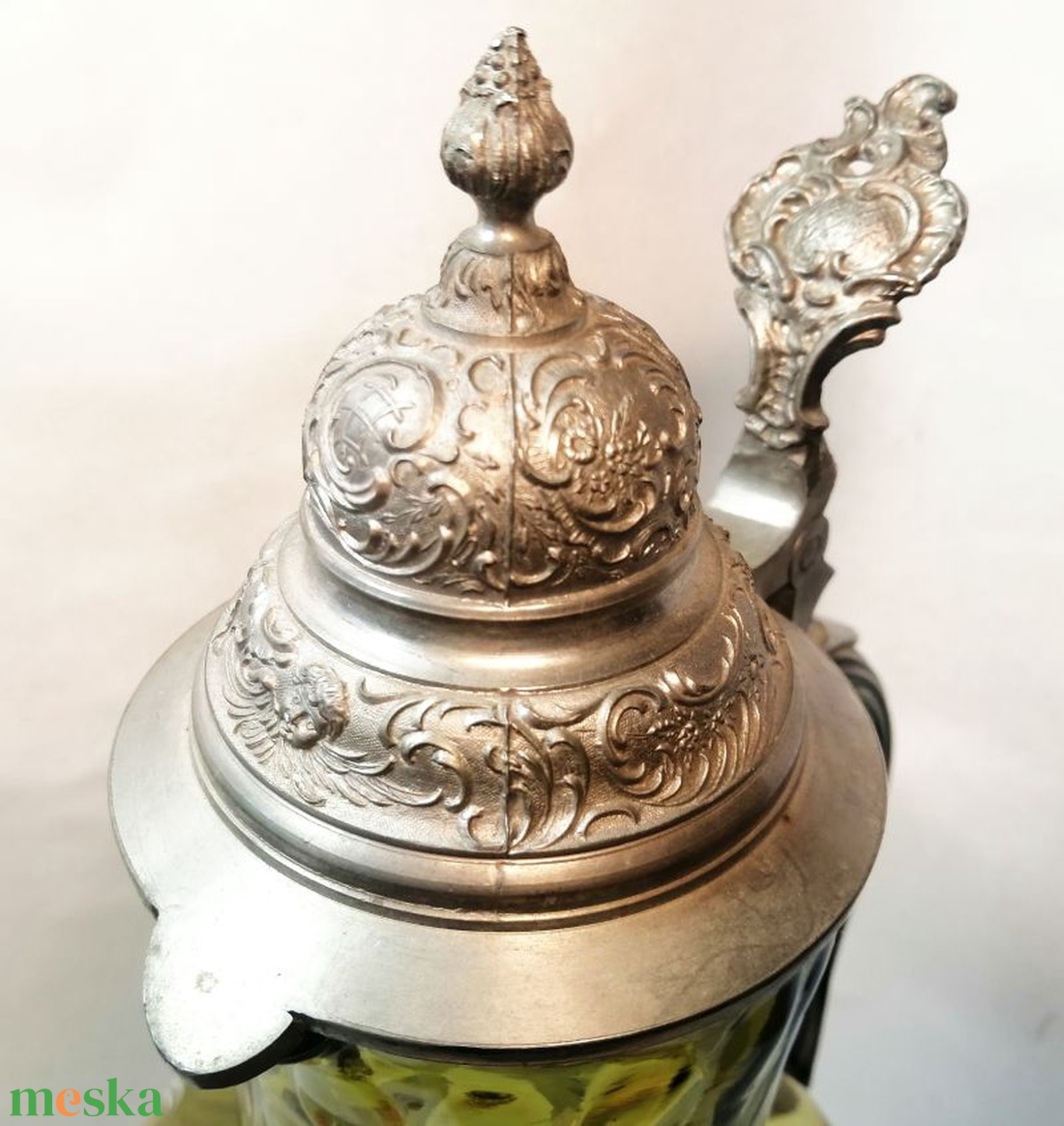 Ónfedeles üvegkorsó kézzel festett mezei virágokkal. Biedermeier Bohemia - otthon & életmód - konyhafelszerelés, tálalás - tálalás - üveg & kancsó - Meska.hu