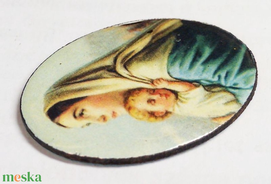 Égre tekintő Madonna. Tűzzománc medál, keret nélkül - ékszer - nyaklánc - medál - Meska.hu