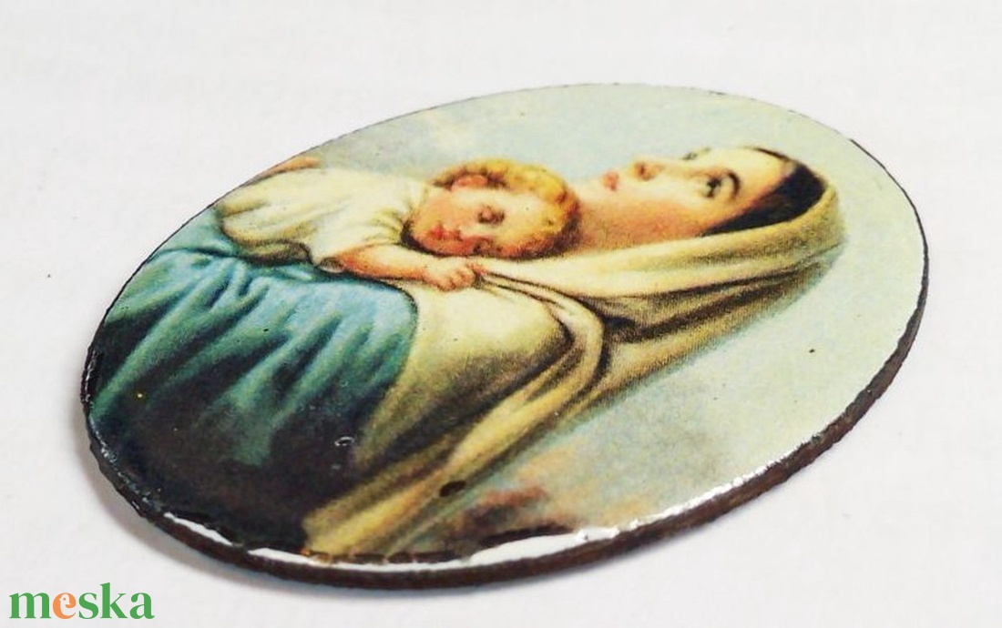 Égre tekintő Madonna. Tűzzománc medál, keret nélkül - ékszer - nyaklánc - medál - Meska.hu