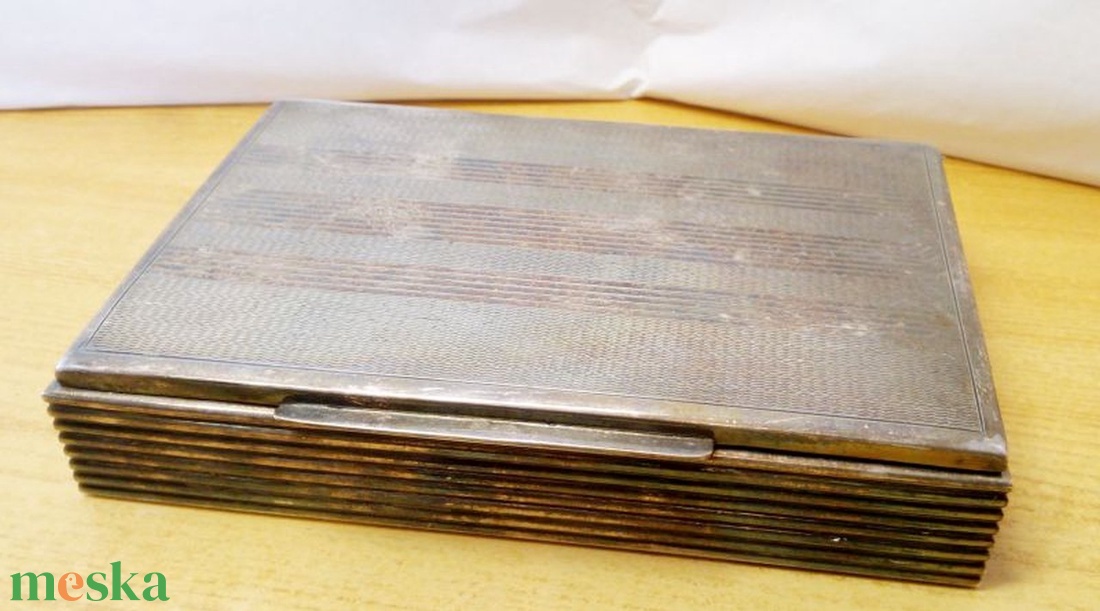 Antik ezüstözött cigaretta, vagy kártyatartó dobozka, Magyar FÖÉ jelzéssel, Egyedi ritkaság - esküvő - emlék & ajándék - doboz - Meska.hu
