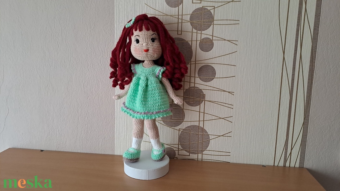 Zöld ruhás baba - játék & sport - baba & babaház - öltöztethető baba - Meska.hu