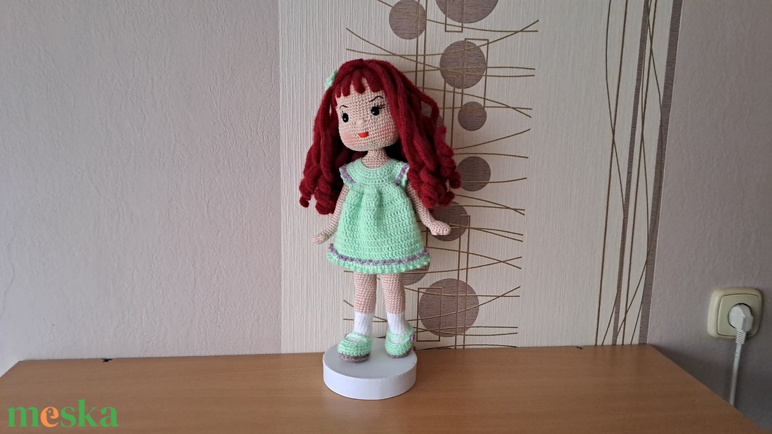 Zöld ruhás baba - játék & sport - baba & babaház - öltöztethető baba - Meska.hu