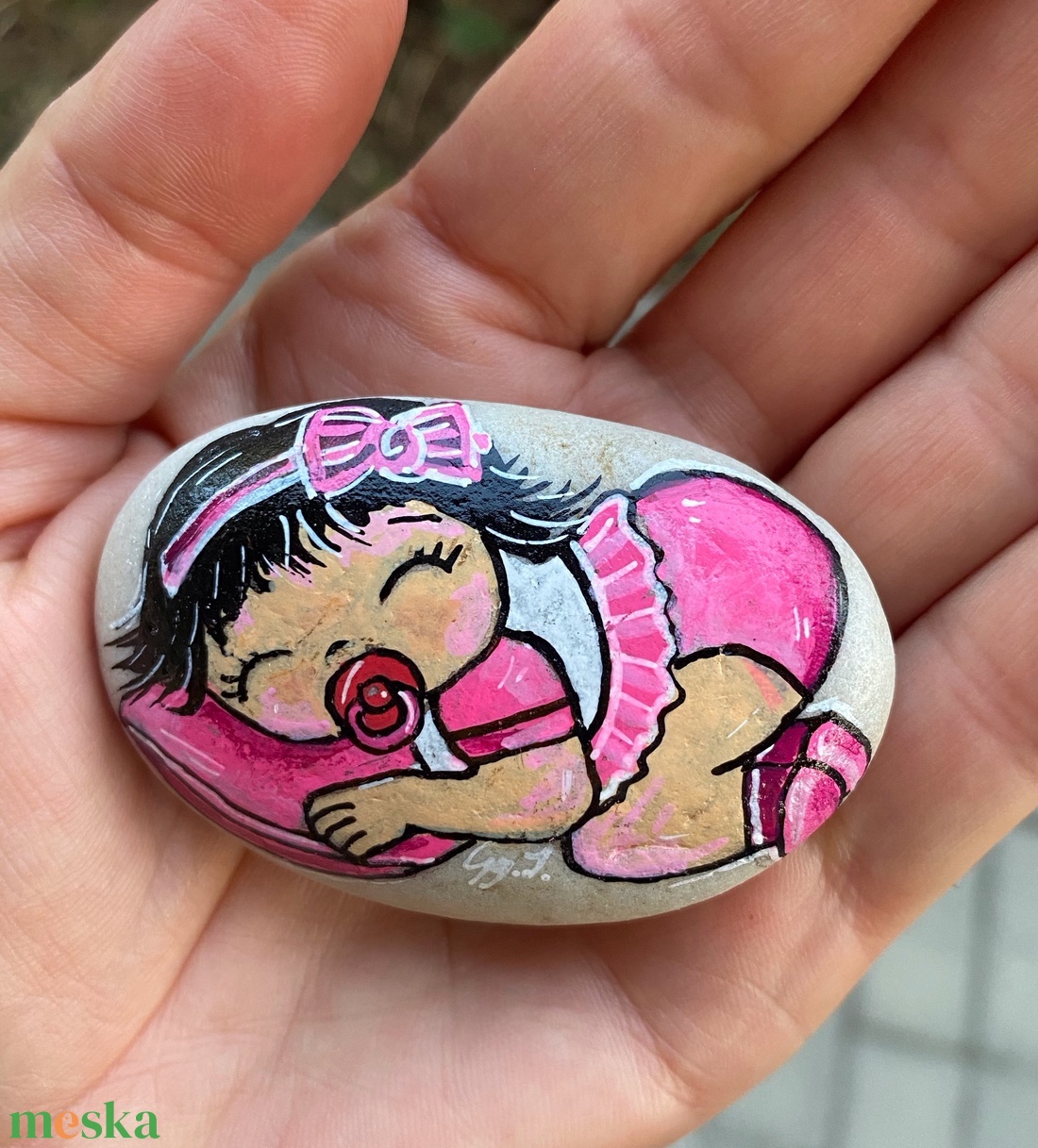 Szép álmokat - festett kavics - művészet - festmény - festmény vegyes technika - Meska.hu