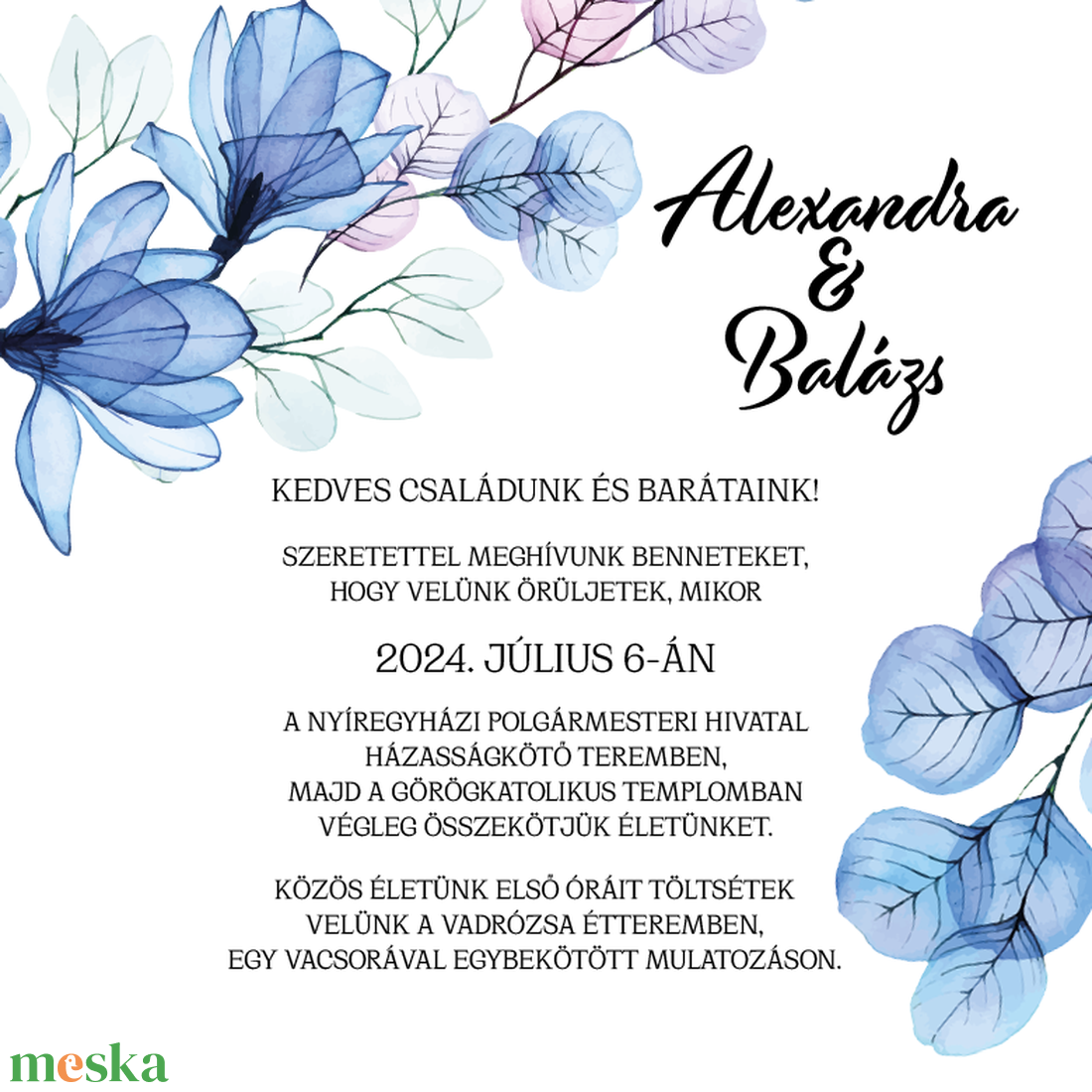 Blue Magnolia esküvői meghívó - négyzetes - esküvő - meghívó & kártya - meghívó - Meska.hu Blue Magnolia esküvői meghívó - négyzetes - esküvő - meghívó & kártya - meghívó - Meska.hu