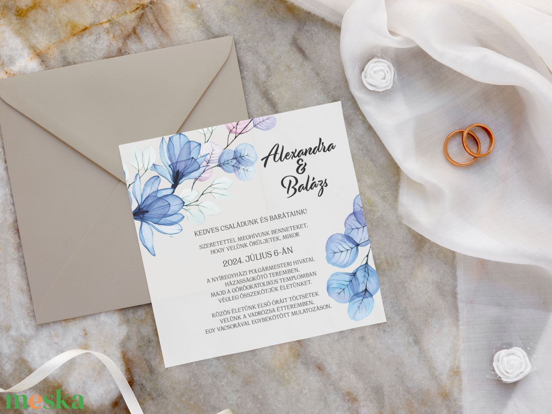 Blue Magnolia esküvői meghívó - négyzetes - esküvő - meghívó & kártya - meghívó - Meska.hu Blue Magnolia esküvői meghívó - négyzetes - esküvő - meghívó & kártya - meghívó - Meska.hu
