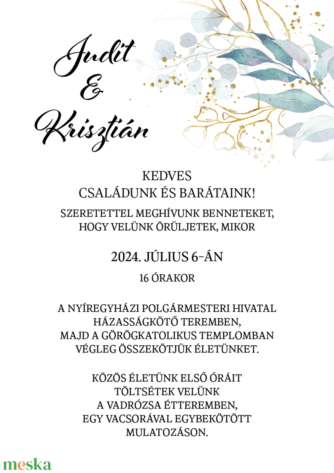 Gonden Leaves esküvői meghívó - egylapos, egyoldalas - esküvő - meghívó & kártya - meghívó - Meska.hu Gonden Leaves esküvői meghívó - egylapos, egyoldalas - esküvő - meghívó & kártya - meghívó - Meska.hu