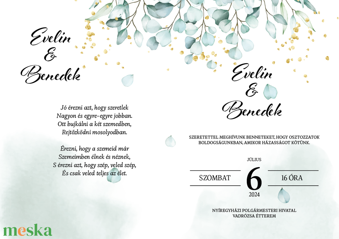 Eucalyptus Bliss esküvői meghívó - hajtott - esküvő - meghívó & kártya - meghívó - Meska.hu