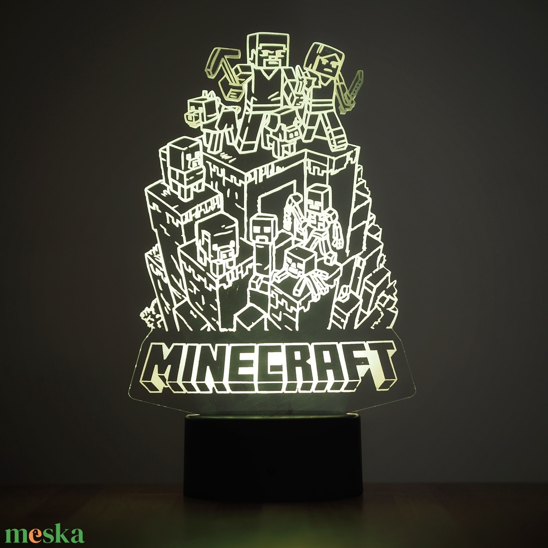 Minecraft 3d lámpa, led éjszakai fény - otthon & életmód - lámpa - hangulatlámpa - Meska.hu