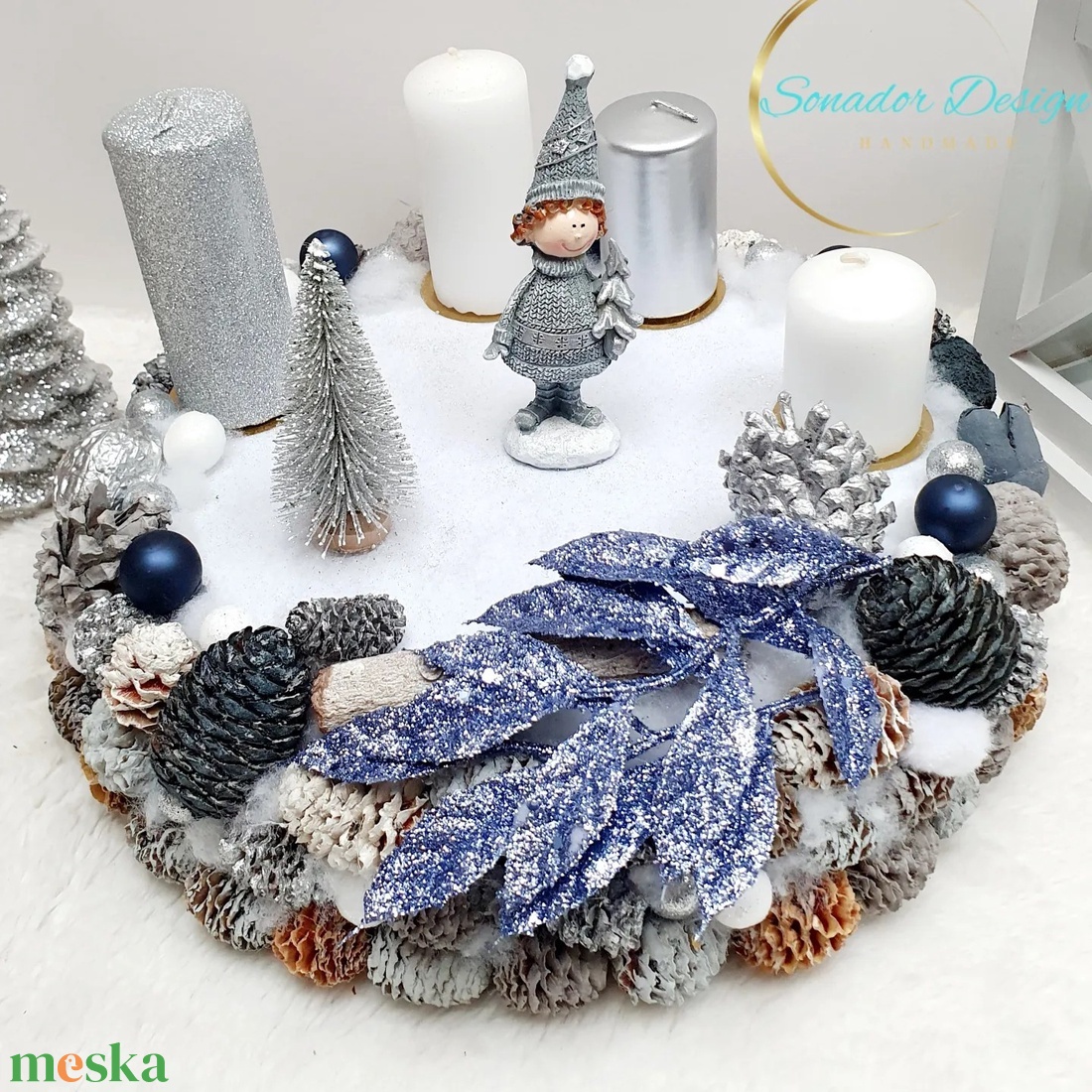 Adventi asztali koszorú - karácsony - adventi díszek - adventi koszorú - Meska.hu