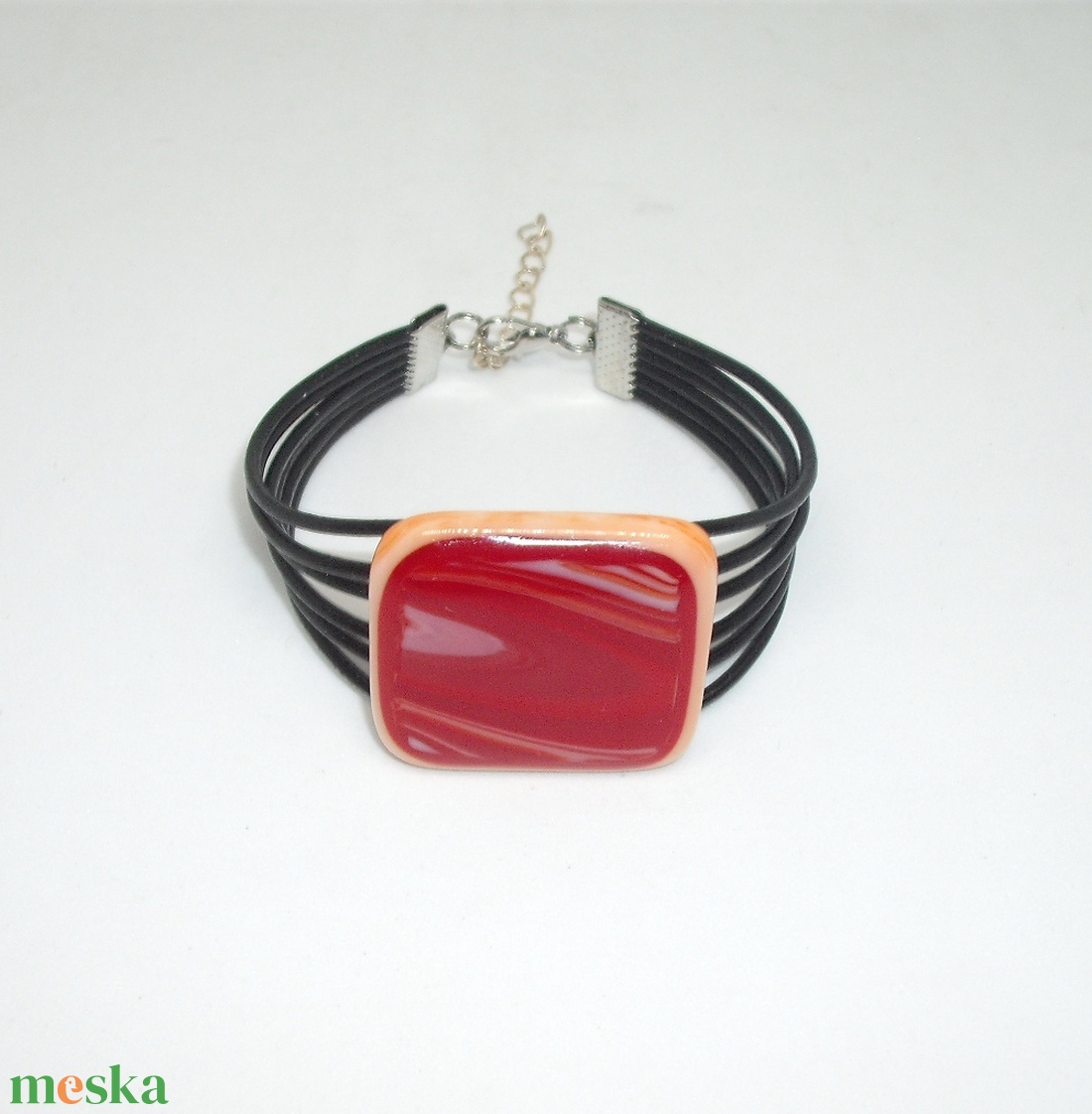 Üveg karkötő - ékszer - karkötő - karkötő medállal - Meska.hu