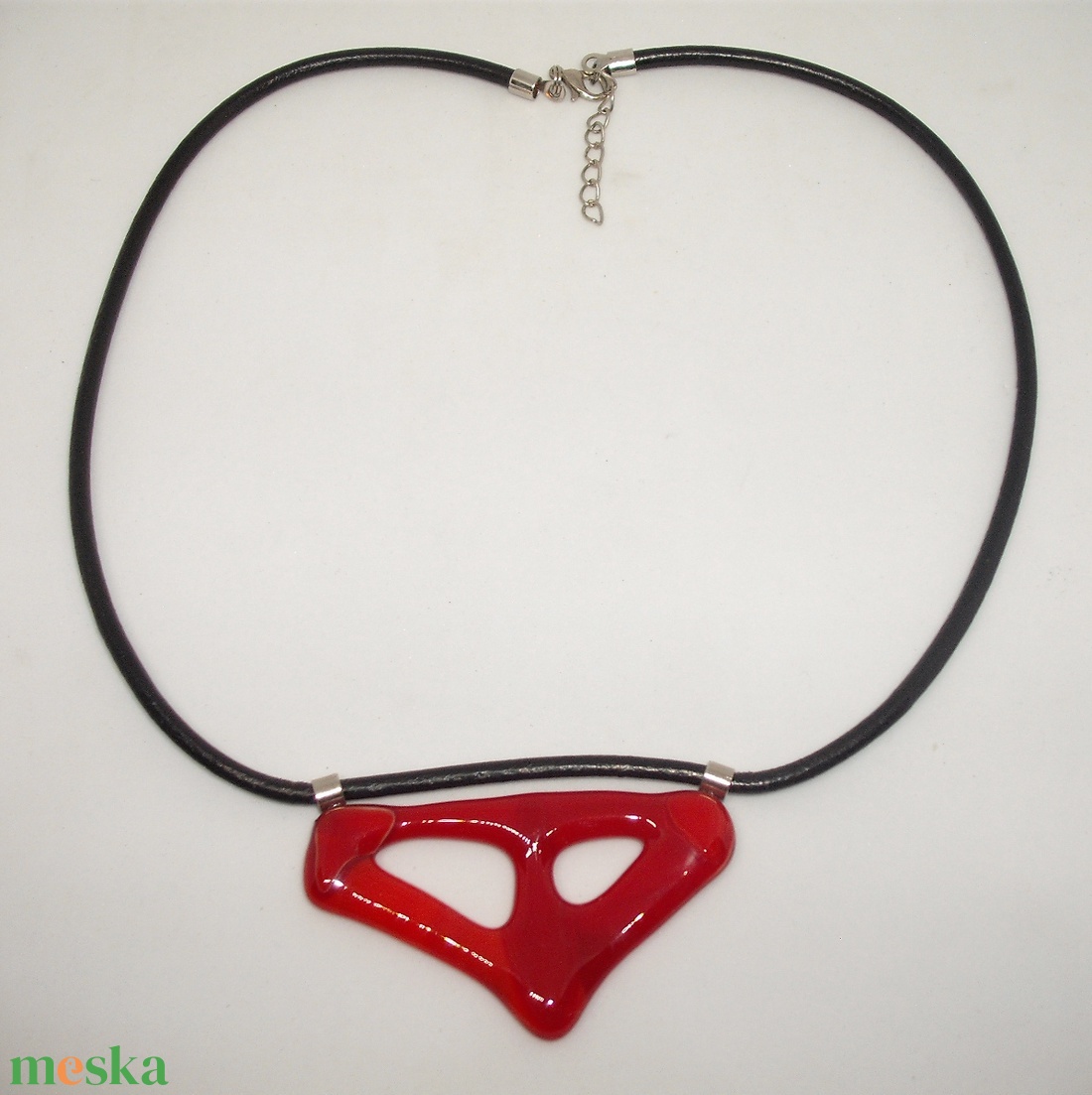 ÜVEGÉKSZER, piros - ékszer - nyaklánc - medálos nyaklánc - Meska.hu