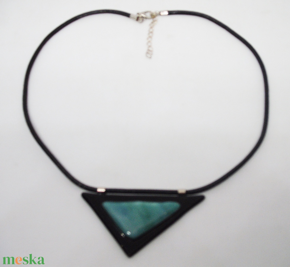 ÜVEGÉKSZER, fekete-türkiz - ékszer - nyaklánc - medálos nyaklánc - Meska.hu
