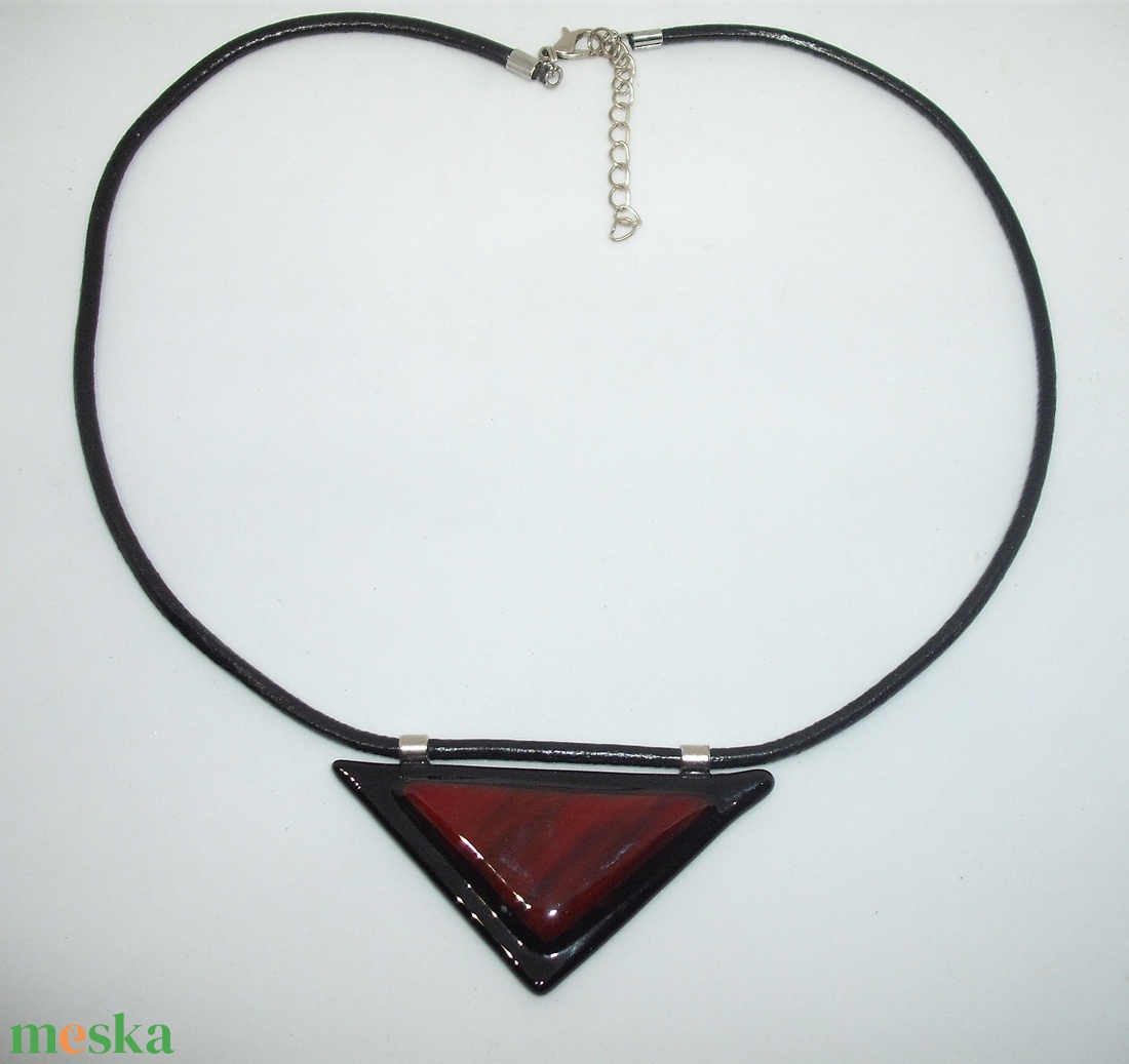 ÜVEGÉKSZER, fekete-bordó - ékszer - nyaklánc - medálos nyaklánc - Meska.hu