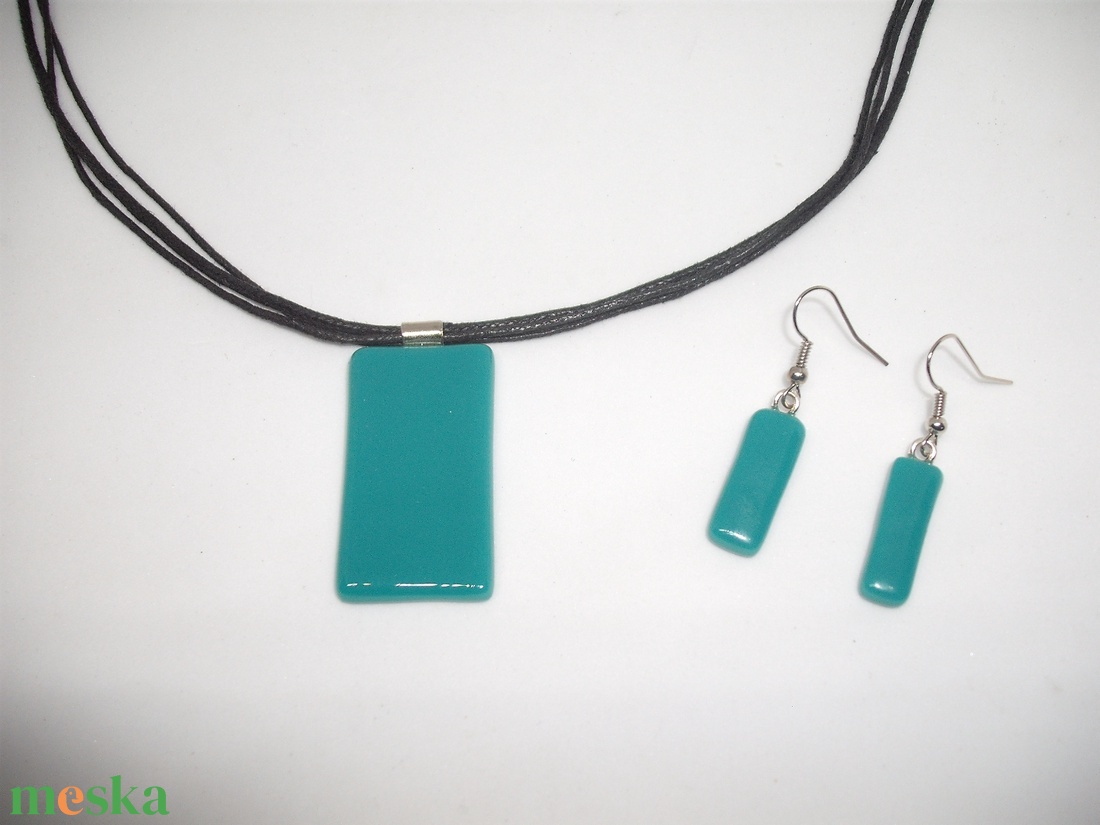 ÜVEGÉKSZER GARNITÚRA, medál fülbevalóval - ékszer - ékszerszett - Meska.hu