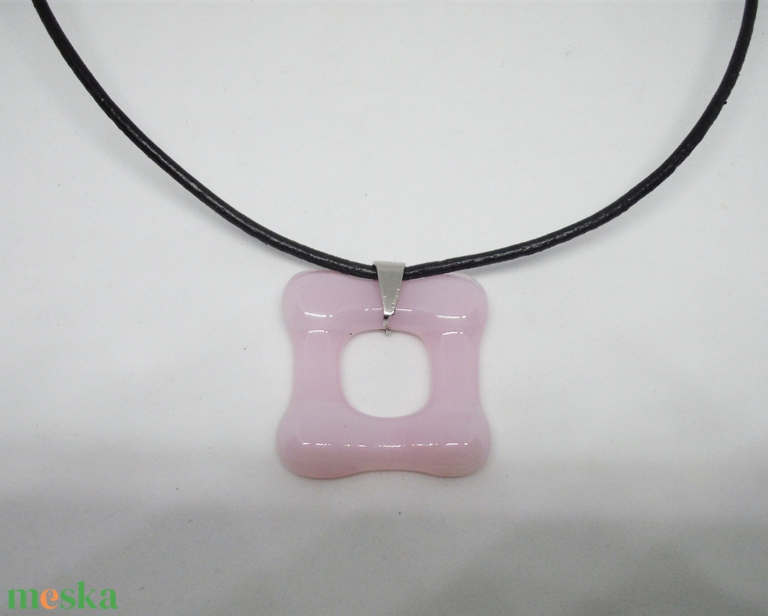 ÜVEGÉKSZER, rózsaszín medál - ékszer - nyaklánc - medálos nyaklánc - Meska.hu