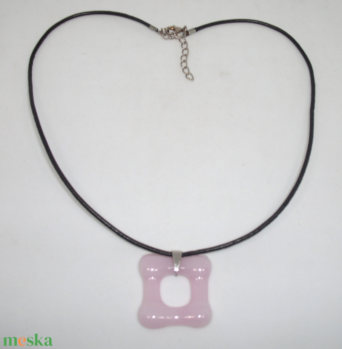 ÜVEGÉKSZER, rózsaszín medál - ékszer - nyaklánc - medálos nyaklánc - Meska.hu