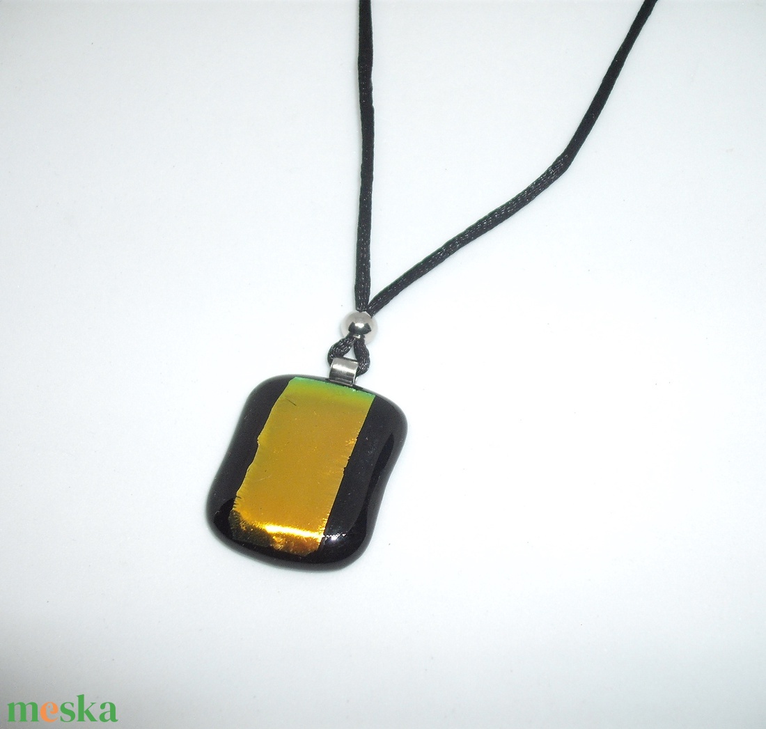 ÜVEGÉKSZER, fekete-arany színű medál - ékszer - ékszerszett - Meska.hu