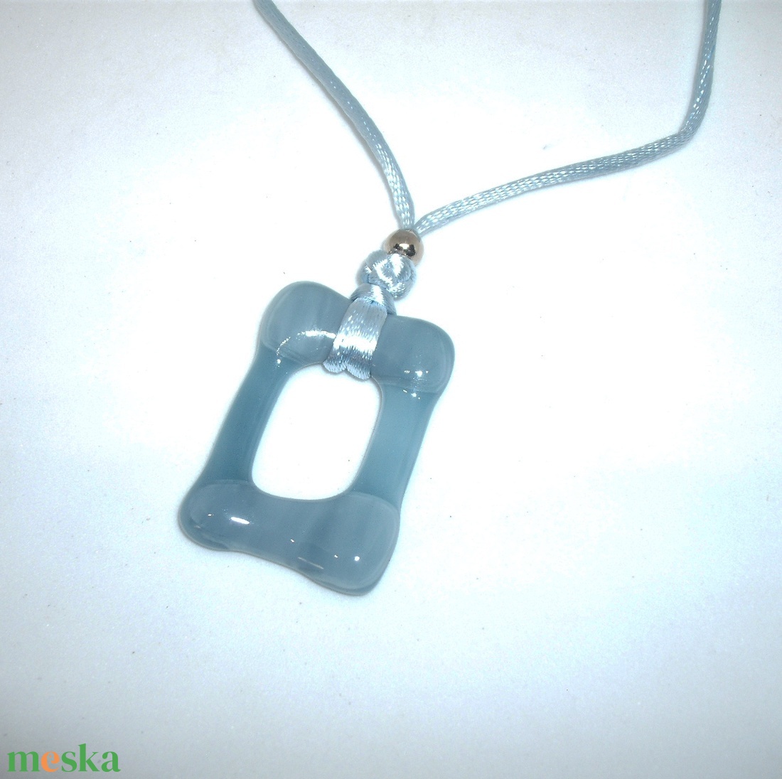 ÜVEGMEDÁL, szürkéskék - ékszer - nyaklánc - medálos nyaklánc - Meska.hu