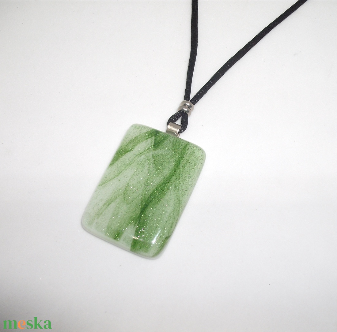 ÜVEGMEDÁL, mohazöld - ékszer - nyaklánc - medálos nyaklánc - Meska.hu