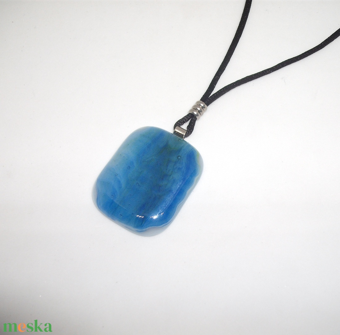 ÜVEGMEDÁL, kék-zöld - ékszer - nyaklánc - medálos nyaklánc - Meska.hu