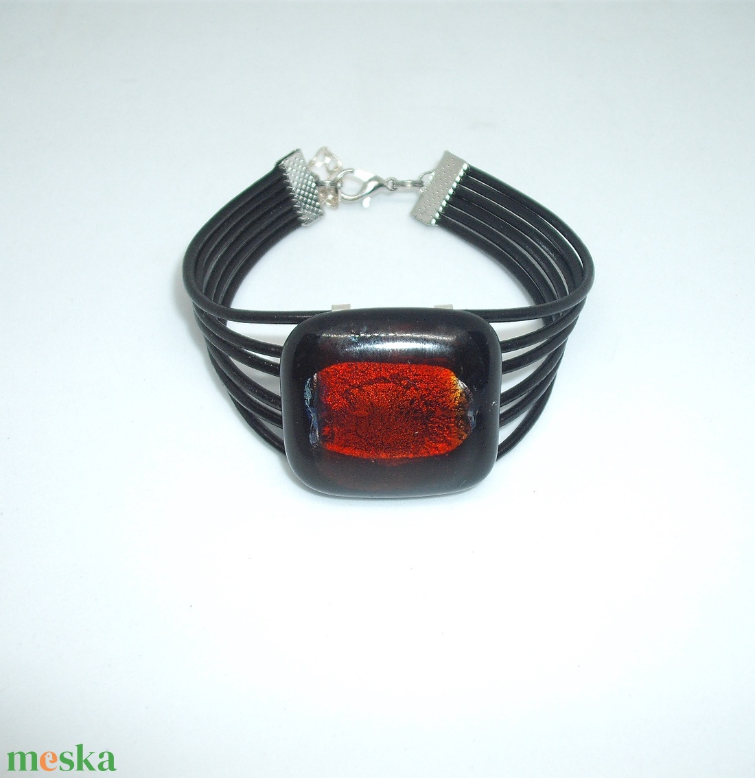 Üveg karkötő - ékszer - karkötő - karkötő medállal - Meska.hu