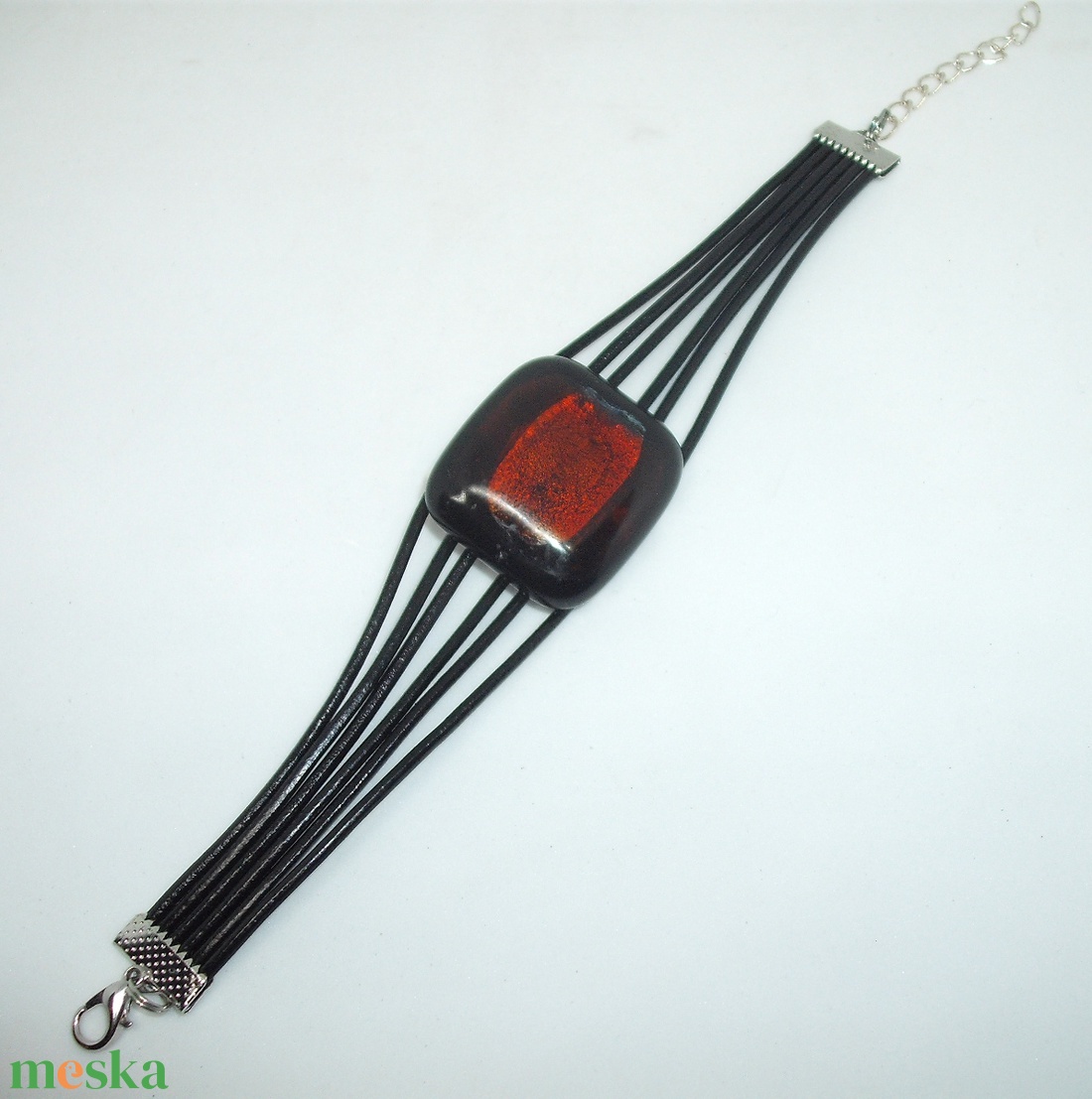 Üveg karkötő - ékszer - karkötő - karkötő medállal - Meska.hu