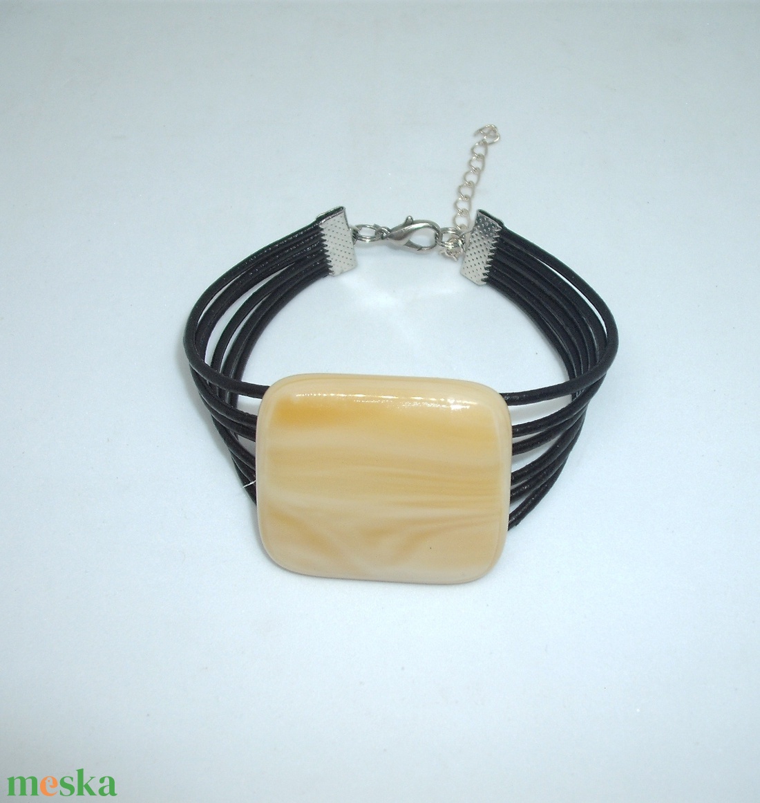 Üveg karkötő - ékszer - karkötő - karkötő medállal - Meska.hu