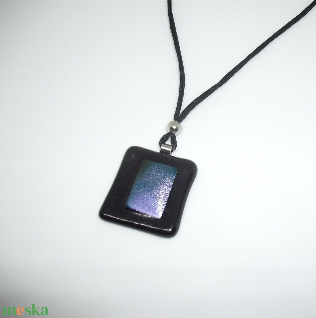 ÜVEGÉKSZER, fekete-kékes-lilás színű medál - ékszer - ékszerszett - Meska.hu