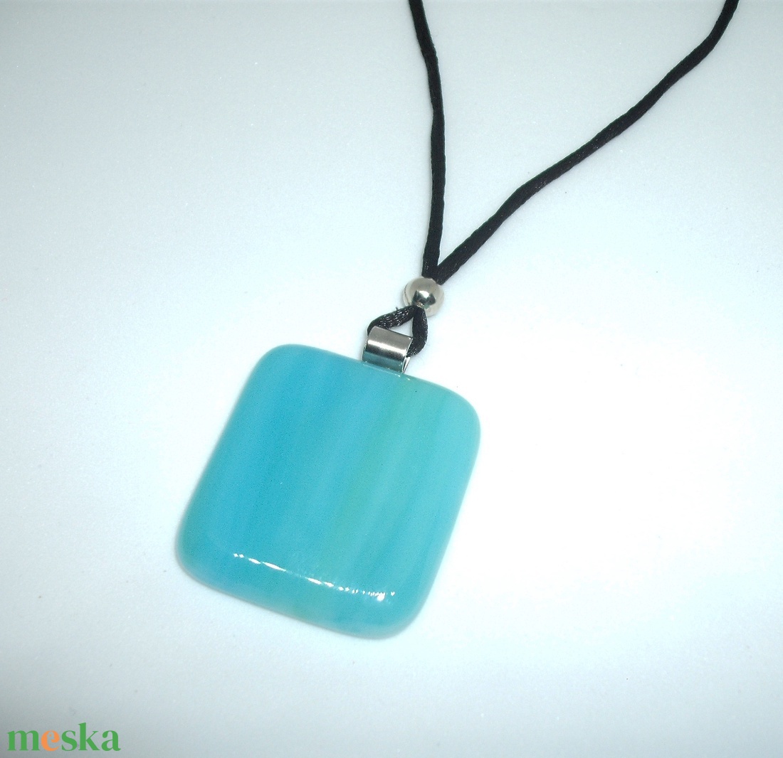 ÜVEGMEDÁL, türkiz8 - ékszer - nyaklánc - medálos nyaklánc - Meska.hu