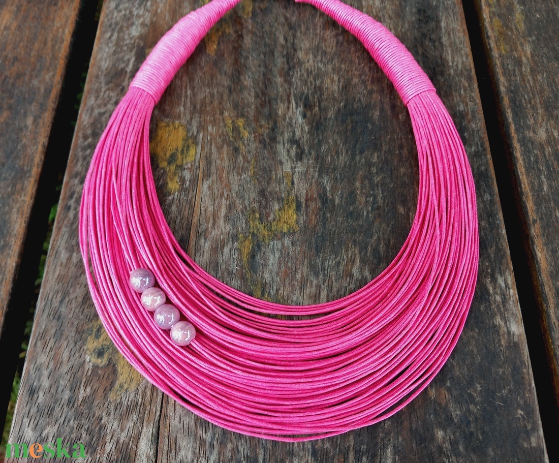 L3239 Think Pink pamut nyaklánc - 30% AKCIÓ - ékszer - nyaklánc - statement nyaklánc - Meska.hu L3239 Think Pink pamut nyaklánc - 30% AKCIÓ - ékszer - nyaklánc - statement nyaklánc - Meska.hu