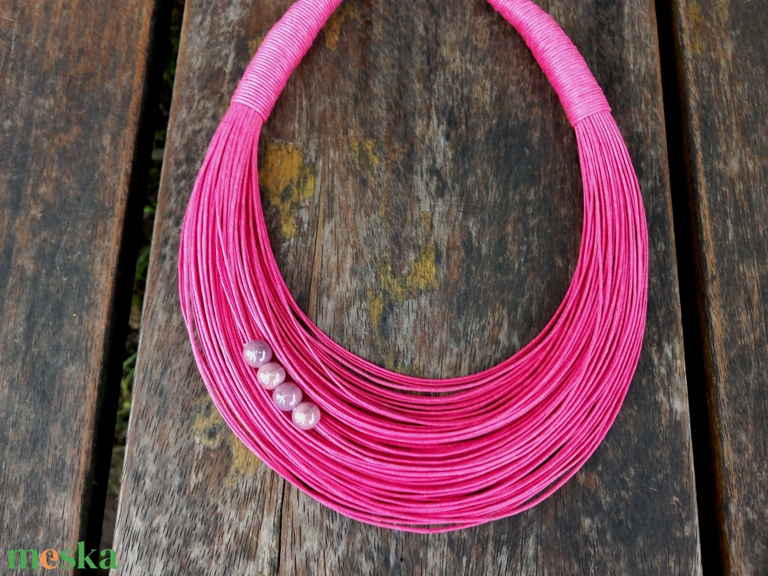 L3239 Think Pink pamut nyaklánc - 30% AKCIÓ - ékszer - nyaklánc - statement nyaklánc - Meska.hu L3239 Think Pink pamut nyaklánc - 30% AKCIÓ - ékszer - nyaklánc - statement nyaklánc - Meska.hu
