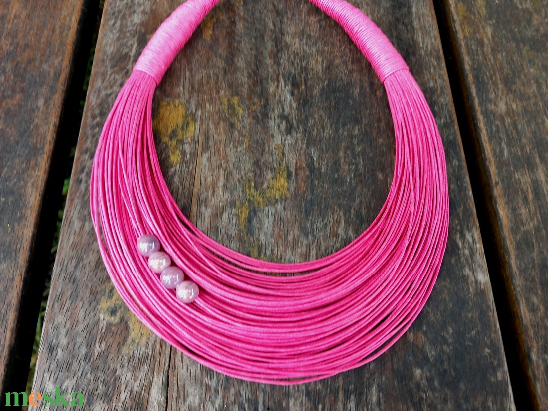 L3239 Think Pink pamut nyaklánc - 30% AKCIÓ - ékszer - nyaklánc - statement nyaklánc - Meska.hu L3239 Think Pink pamut nyaklánc - 30% AKCIÓ - ékszer - nyaklánc - statement nyaklánc - Meska.hu