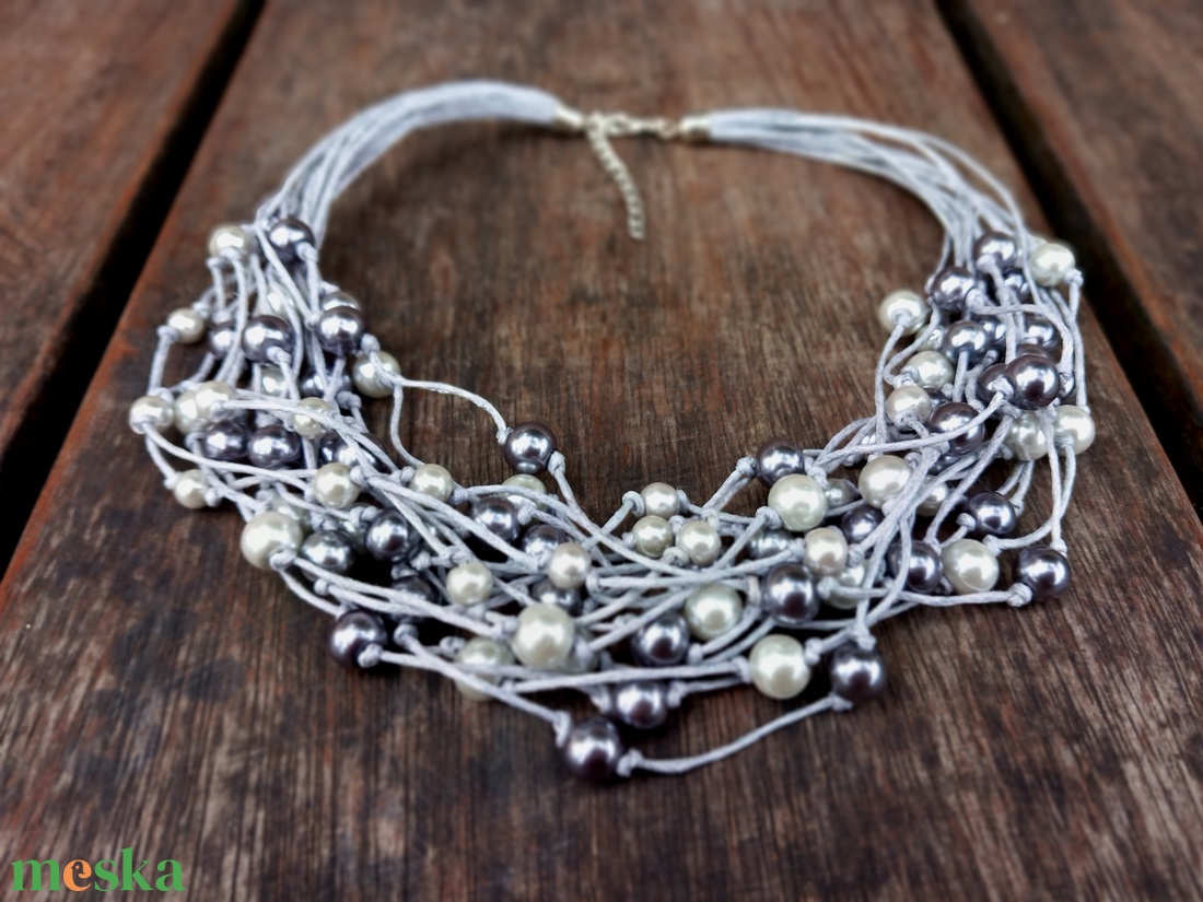 L3247 Grey Elegance nyaklánc - 30% AKCIÓ - ékszer - nyaklánc - gyöngyös nyaklánc - Meska.hu L3247 Grey Elegance nyaklánc - 30% AKCIÓ - ékszer - nyaklánc - gyöngyös nyaklánc - Meska.hu