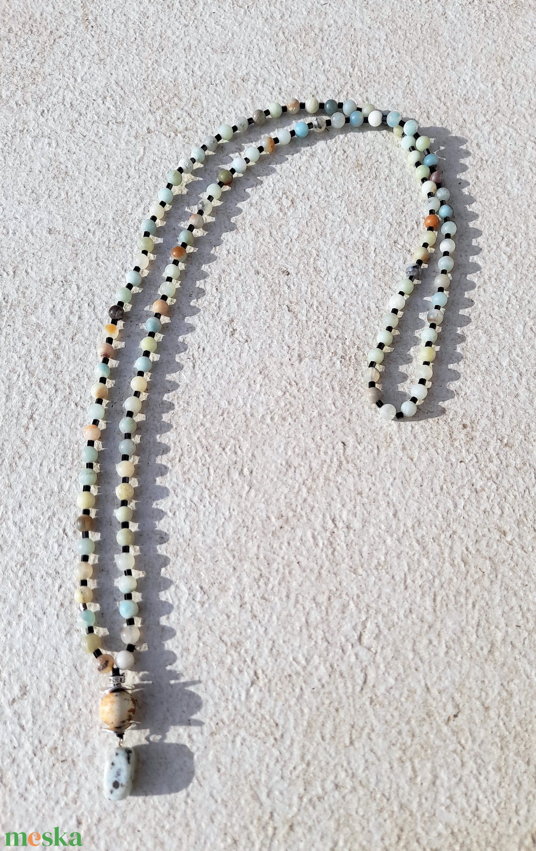 Amazonit, mala stílusú nyaklánc - ékszer - nyaklánc - hosszú nyaklánc - Meska.hu