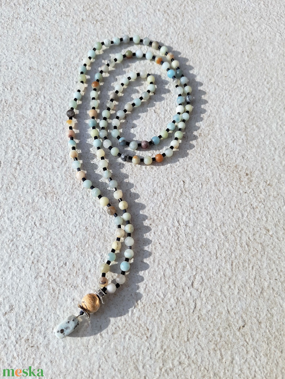 Amazonit, mala stílusú nyaklánc - ékszer - nyaklánc - hosszú nyaklánc - Meska.hu