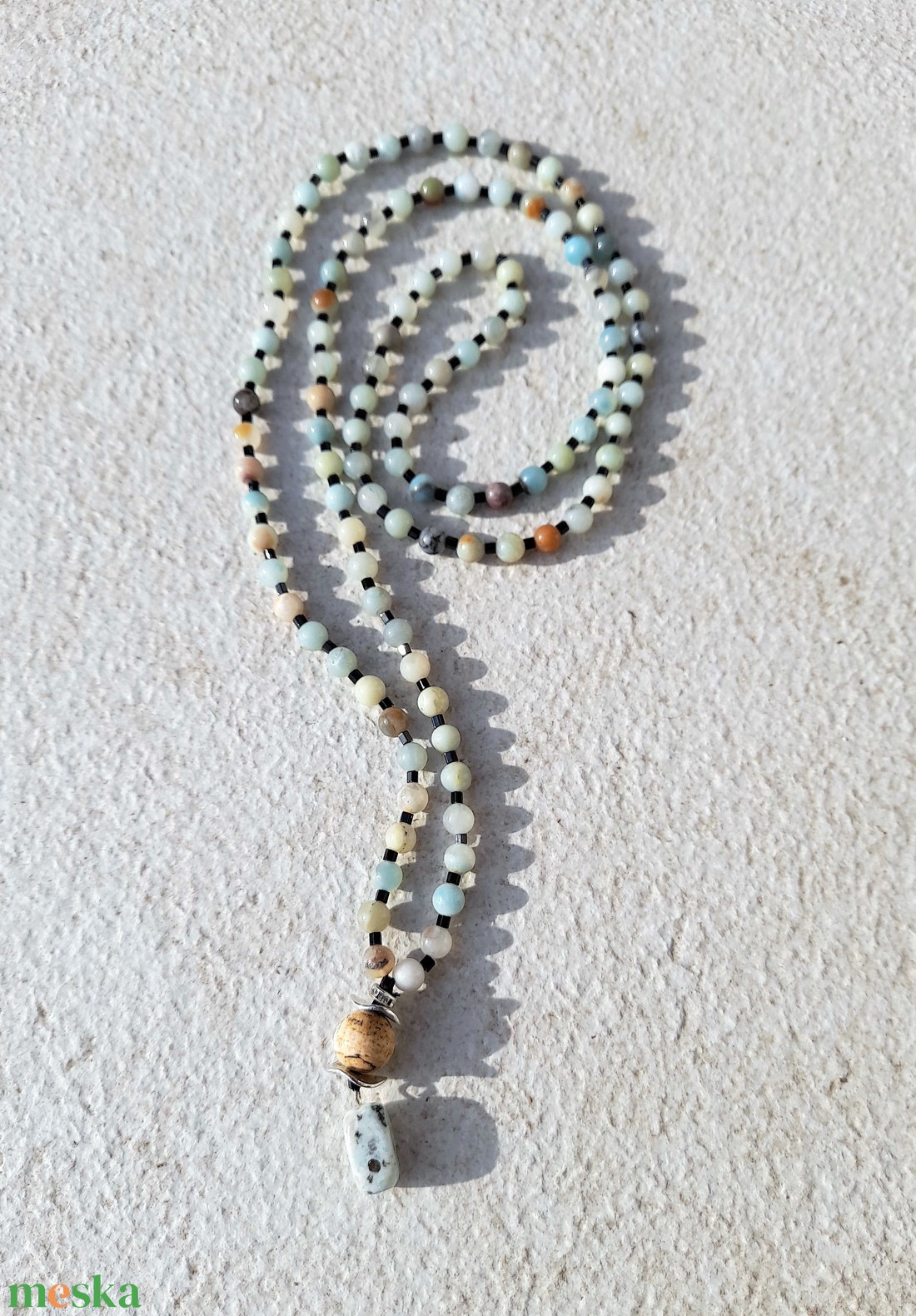 Amazonit, mala stílusú nyaklánc - ékszer - nyaklánc - hosszú nyaklánc - Meska.hu